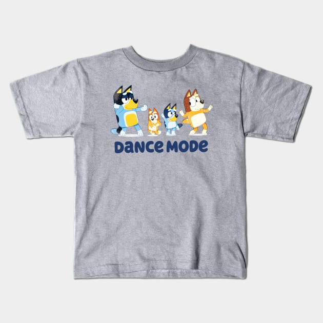 Bluey's family dance mode Kids T-Shirt by Justine Nolanz